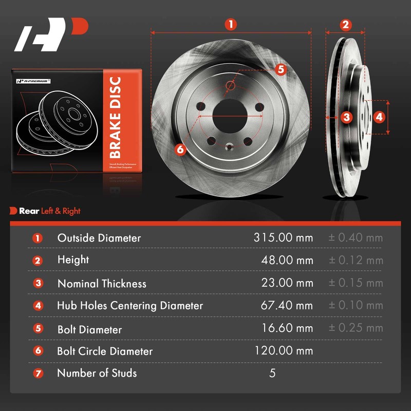 A-Premium Rear Disc Brake Rotors for Chevy Camaro 10-15 Cadillac CTS 2008-2019 gallery