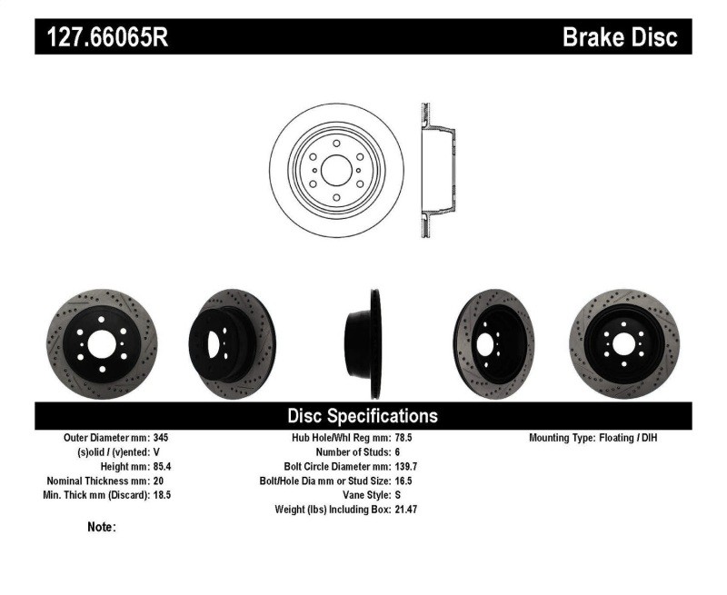 StopTech 127.66065R Sport Rotors * Fits GMC Sierra & Yukon Models