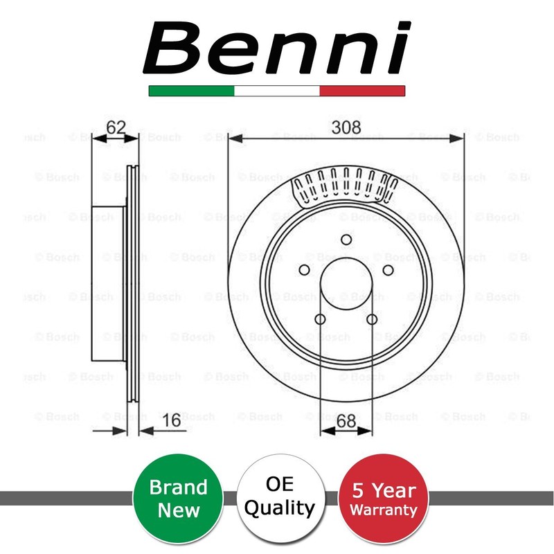 Brake Disc Rear Benni Fits Nissan Murano Elgrand Infiniti Q70 M Q50 FX M37 Q60