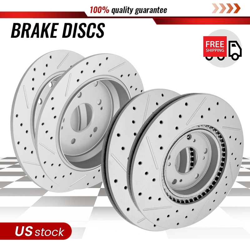 FWD Front & Rear Drilled Disc Rotors for Honda CR-V 2012 2013 2014 2015 2016