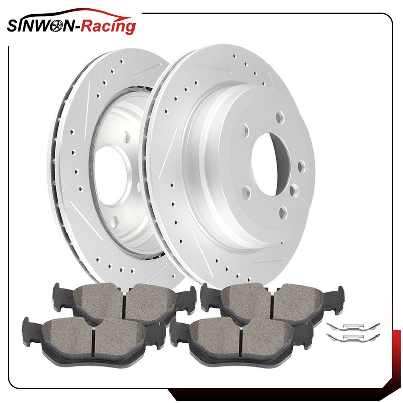 4X Ceramic Brake Pads and 2X Rotors Rear For 2007-2013 BMW 328i AWD