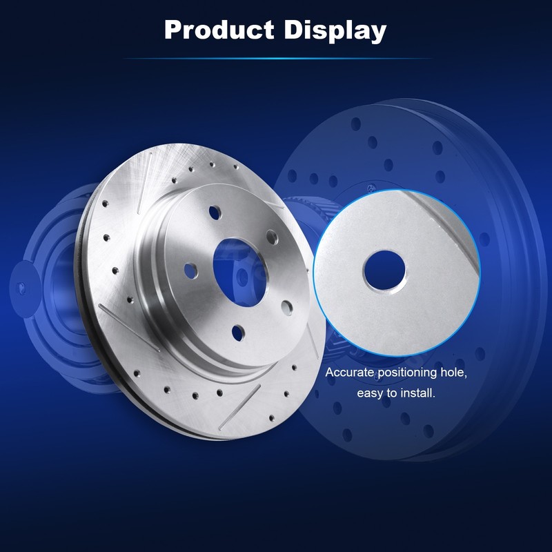 4pc Front Rear Drilled Slotted Rotor for 2004-2009 Dodge Durango Chrysler Aspen gallery