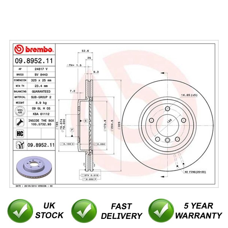 Brake Discs Front SJR Fits BMW 3 Series 1999-2007 2.0 2.5 3.0 D + Other Models