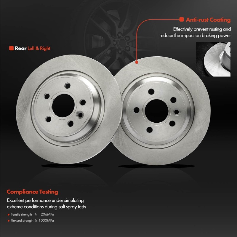6Pcs Disc Brake Rotor & Ceramic Brake Pads for Volvo S60 11-18 S80 XC70 Rear gallery