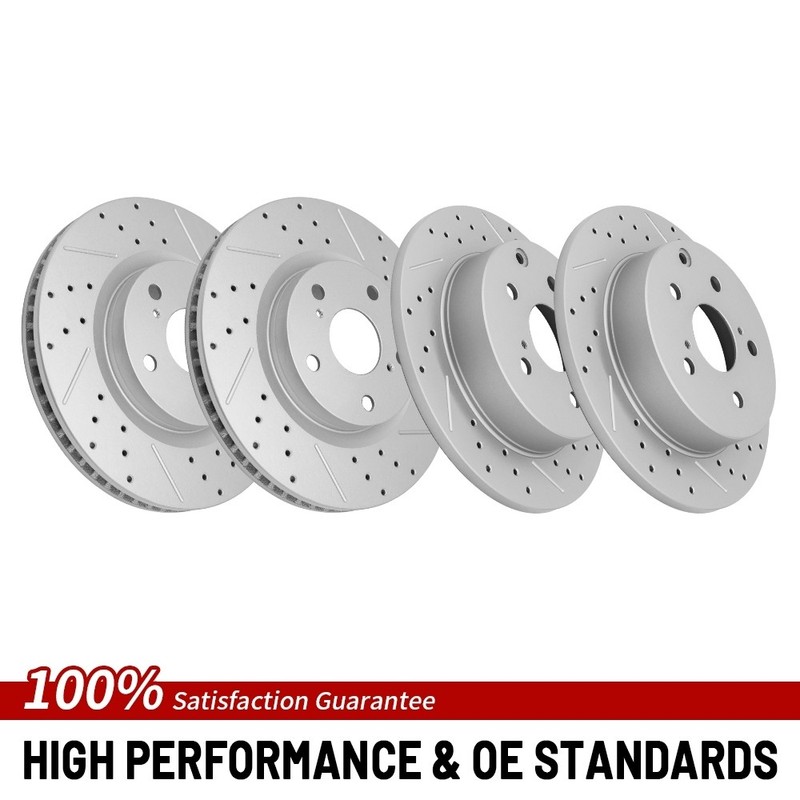 Front & Rear Drilled Brake Rotors For 2006 2007 2008 2009 2010-2018 Toyota RAV4