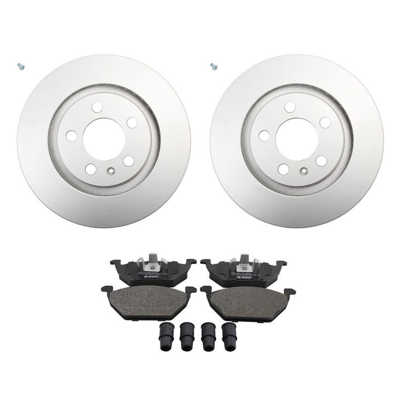 Hella Front Rotors Bosch QuietCast Semi-Met Disc Brake Pads Kit For Beetle Jetta