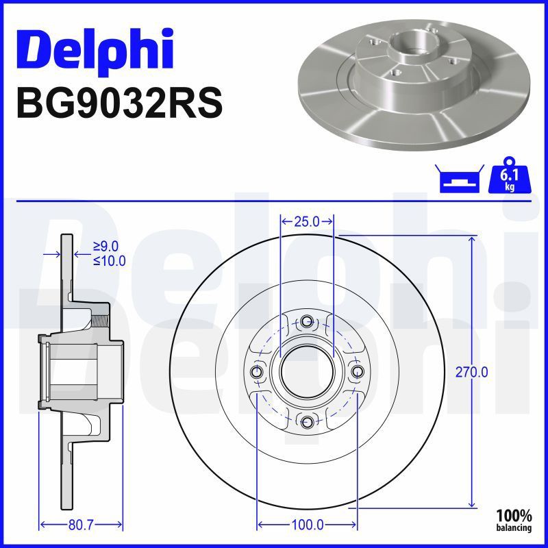 Delphi Single Rear Plain Brake Disc for Renault Megane II Sport Tourer BG9032RS gallery