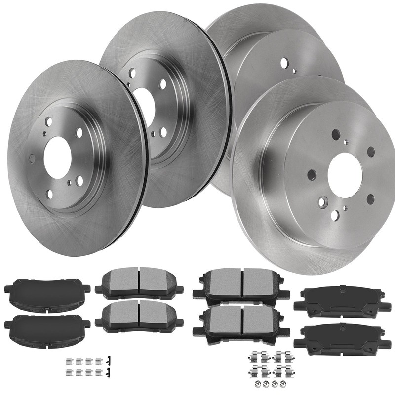Fits Toyota For Highlander 04-2007 Front & Rear Solid Brake Rotors Metallic Pads