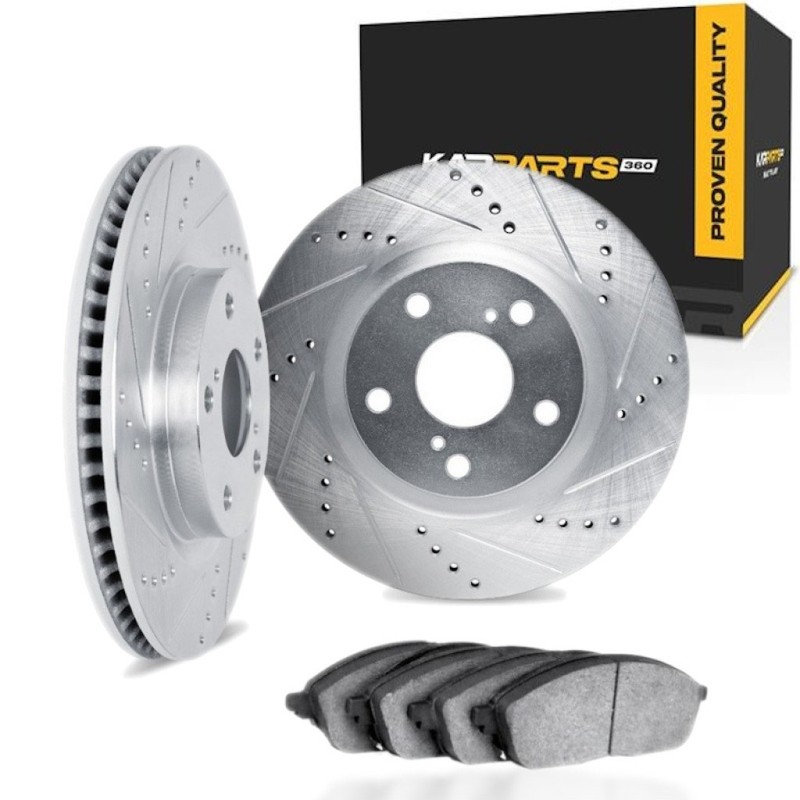 For BMW 540i 1997-2003 Rotor Set Front | Silver | Vented | Drilled and Slotted