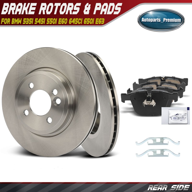 Rear Side Disc Brake Rotor & Brake Pad for BMW 535i 545i 550i E60 645Ci 650i E63