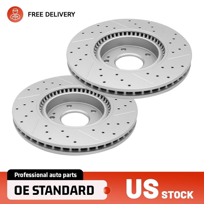 Front Drilled Brake Disc Rotors for 2011-2014 Hyundai Sonata Kia Rondo Sportage