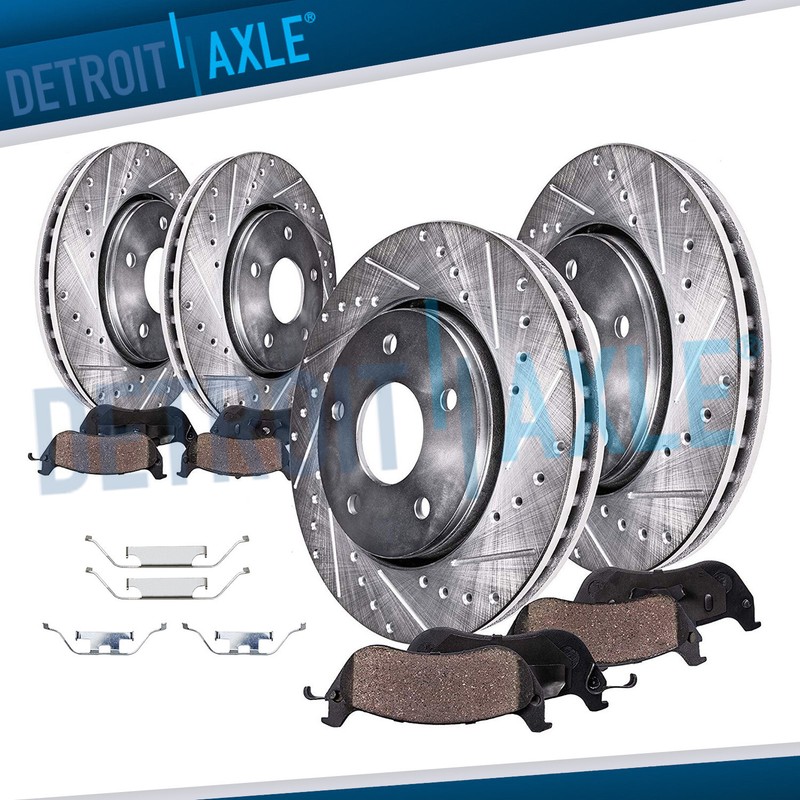 Front and Rear DRILLED Disc Rotors and Ceramic Brake Pads for 2004-2010 BMW X3