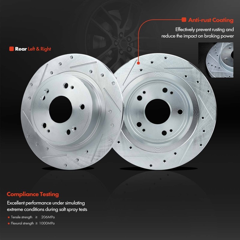 Front & Rear Driver & Passenger Drilled Brake Rotor for Honda Accord 2018-2021 gallery