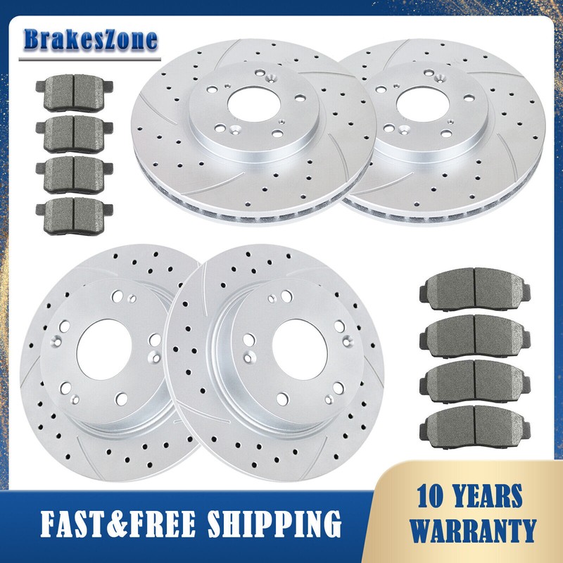 Front Rear Brake Rotors Pads for Honda Accord V6 Acura TSX 04-07 Drilled Brakes