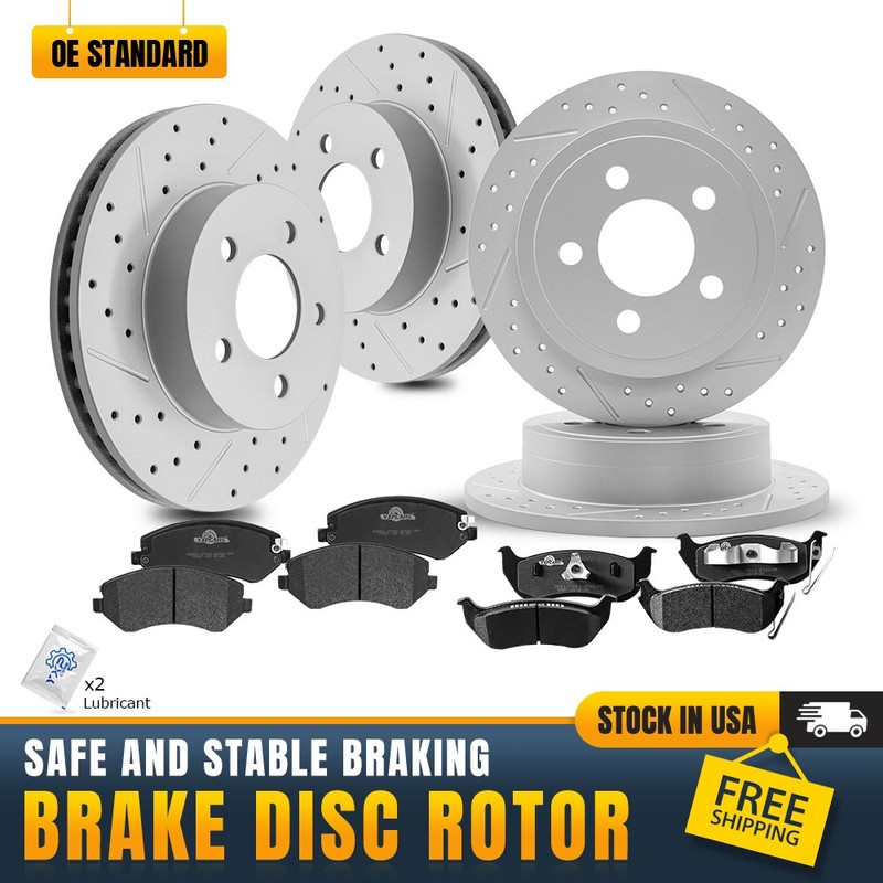 Front and Rear Brake Rotors And Ceramic Brake Pads for 2003 – 2007 Jeep Liberty