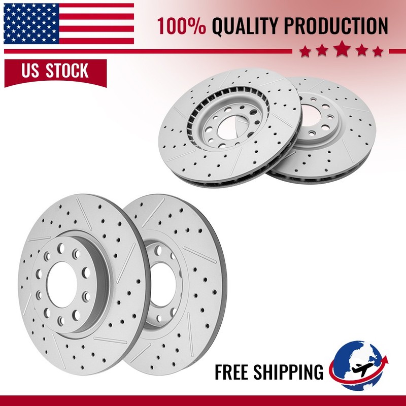 Front & Rear Drilled Disc Brake Rotors for Jeep Compass Renegade Fiat 500X 16-20