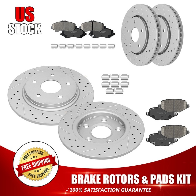 Front & Rear Brake Rotor Pad For Chrysler Town Country Grand Caravan Ram C/V