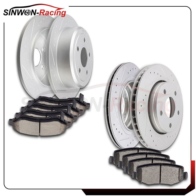 Front Rear Ceramic Brake Pads And Rotors For Jeep Wrangler Sport 3.6L 3.8L