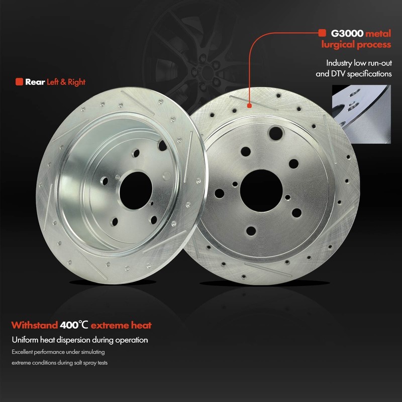 Drilled Brake Rotors & Ceramic Pads for Subaru WRX 2015-2016 Front & Rear Side gallery