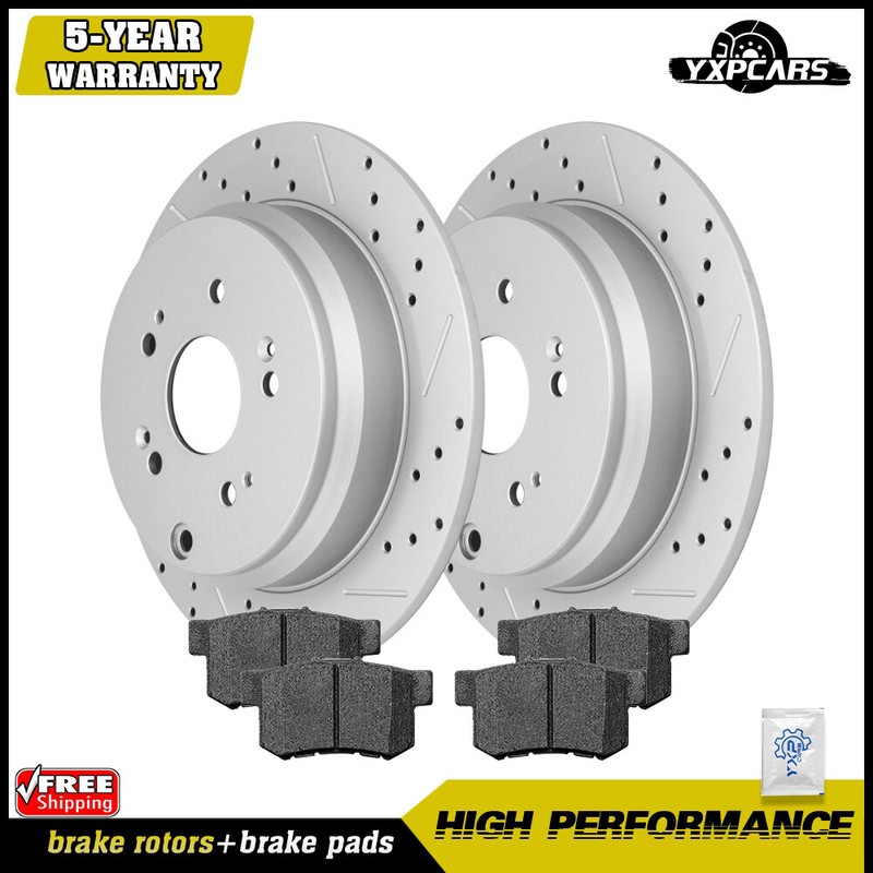 Rear Disc Rotor + Ceramic Brake Pads for 2005-2013 2014 2015 2016 Honda CR-V RDX