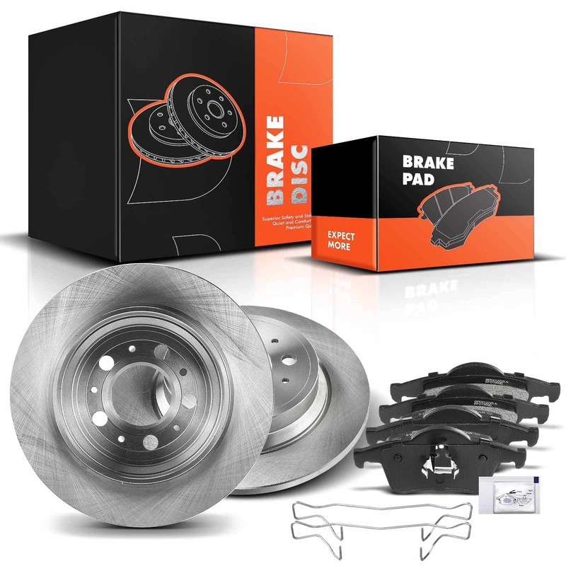 Rear Side Disc Brake Rotors & Ceramic Brake Pads for Volvo S60 01-09 XC70 03-07