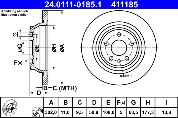 ATE 24.0111-0185.1 Brake Disc for Ford gallery