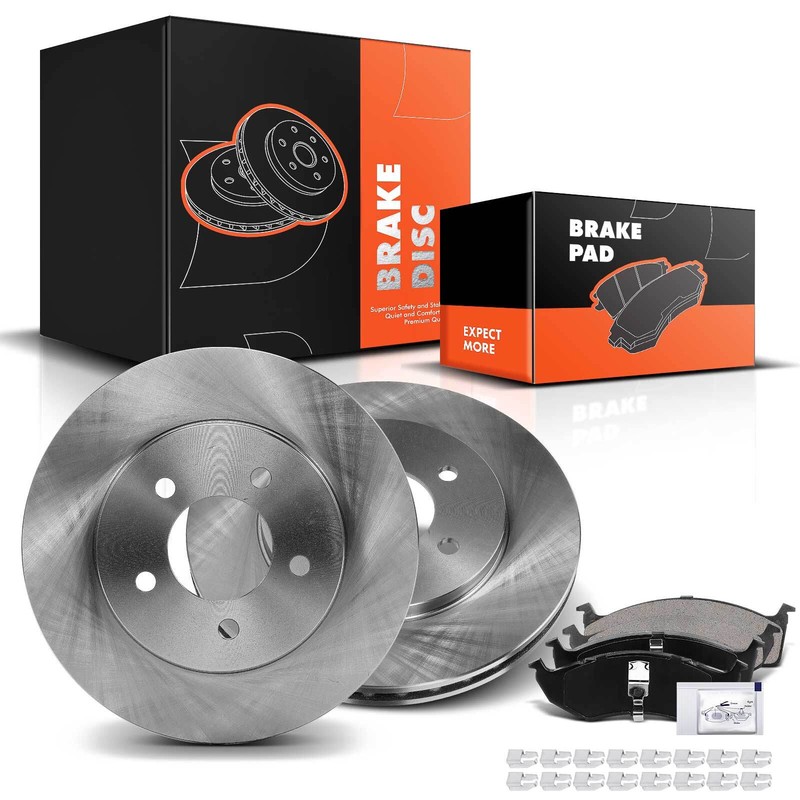 Front Side Disc Rotors & Ceramic Brake Pads for Dodge Caravan Plymouth Prowler