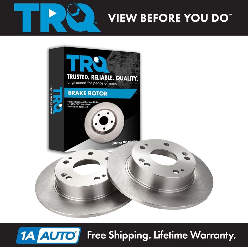 TRQ Rear Brake Rotors Set Solid For 2004-2008 Acura TSX 2003-2007 Honda Accord