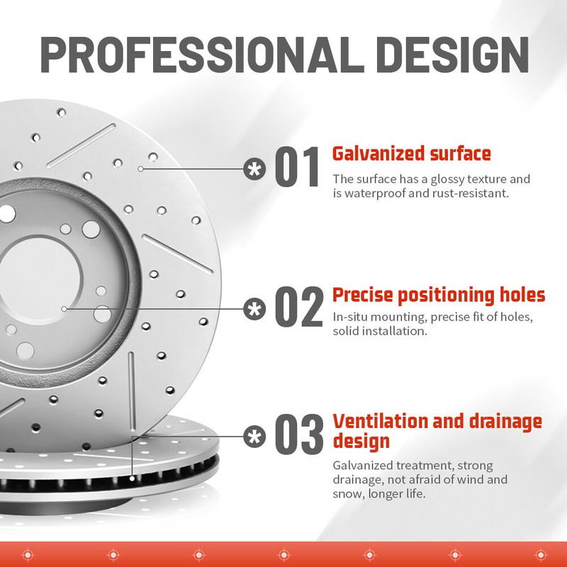 Front Drilled Brake Rotors for Lexus CT200h 2011-17 Toyota Prius 2010-15 Plug-In gallery