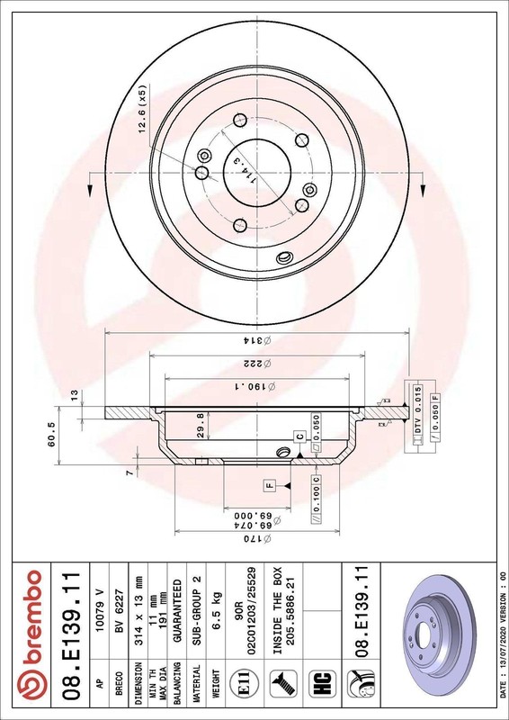1X Brake Disc Brembo 8.E139.11 for Kia Stinger (CK) 2 2017-2023 gallery