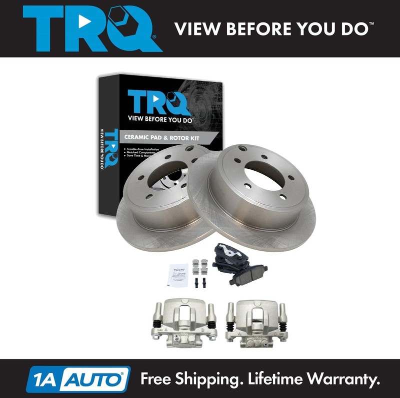 TRQ Rear Ceramic Disc Brake Pads Rotors & Calipers Kit for Chrysler New