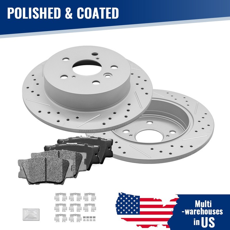 281mm Rear Brake Disc Rotors & Ceramic Pads Set For Toyota Camry 2018 2019 -2023