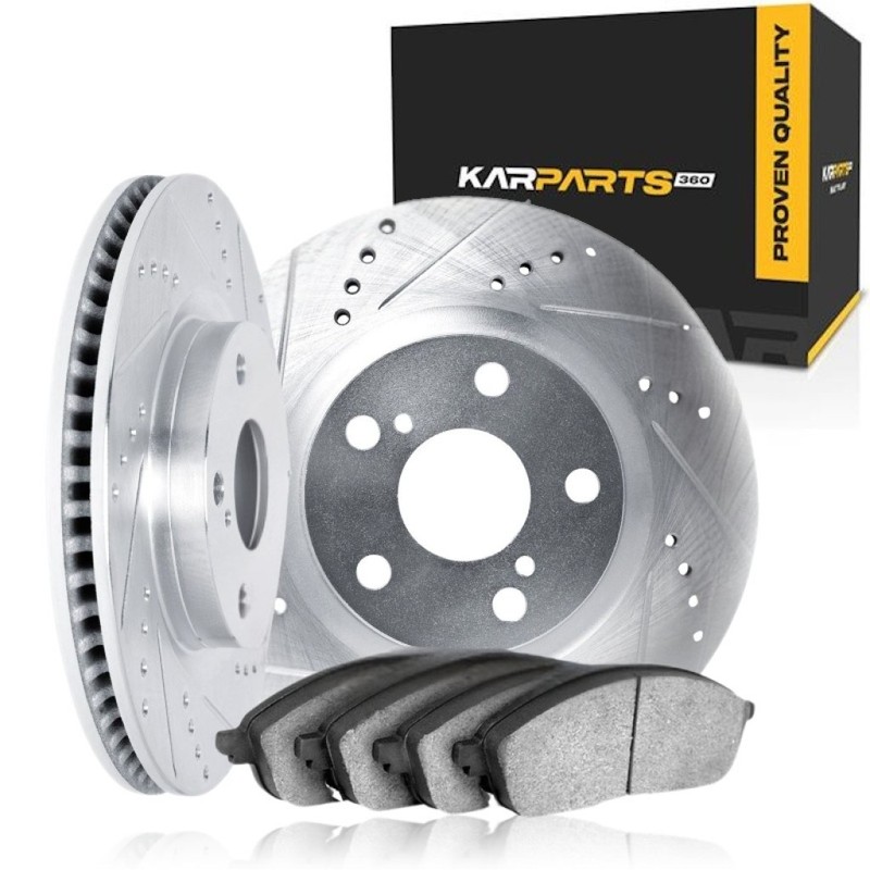For Volvo S40 2004-2011 Rotor Set Front | Drilled and Slotted | Silver | Vented