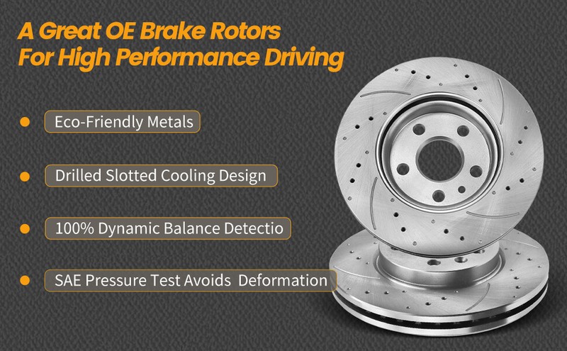 Front Drilled & Slotted Rotors Ceramic Brake Pads For Jeep Wrangler 2007-2017 gallery