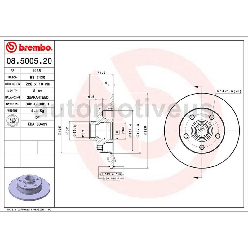 Front Rear Disc Brake Rotor 4X Brembo For Volkswagen Corrado 1994 gallery
