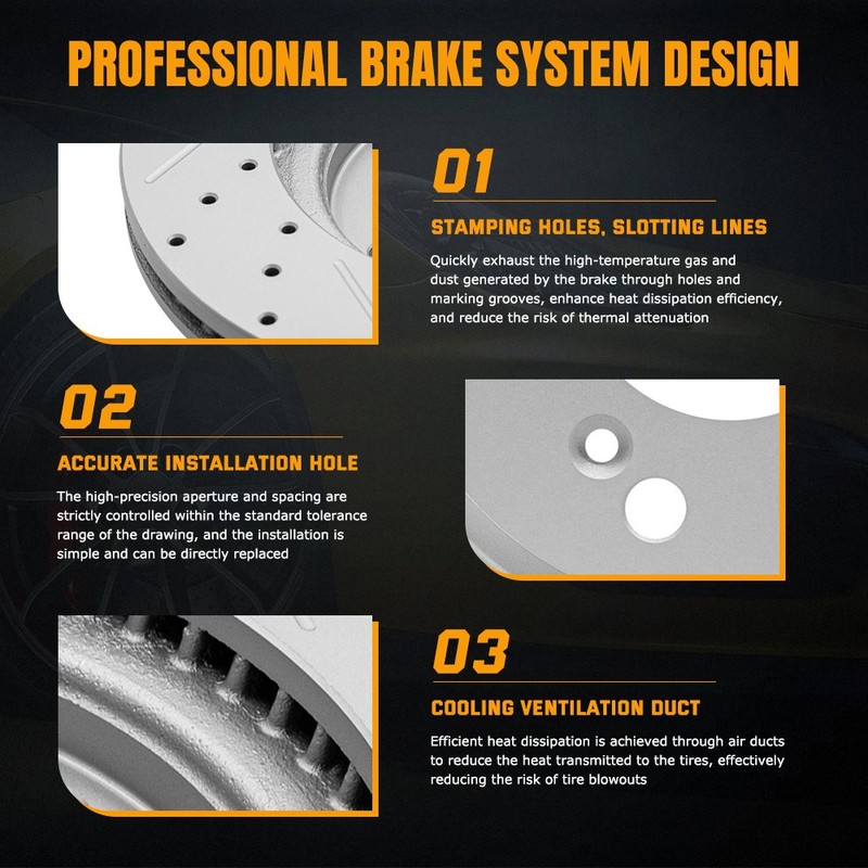 320mm Front Drilled Disc Brake Rotors And Brake Pads for 2015 - 2020 Acura TLX gallery
