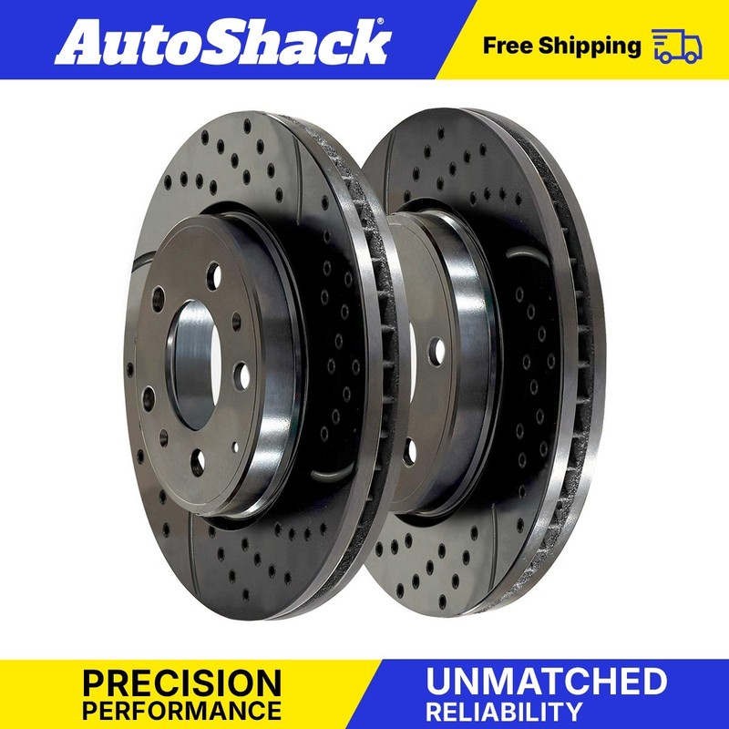 Front Drilled Coated Brake Rotors Black Pair 2 for 2007-2015 Mazda CX-9 3.7L V6