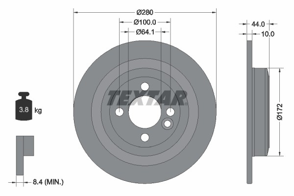 2X 92234003 Textar Brake Disc for Mini