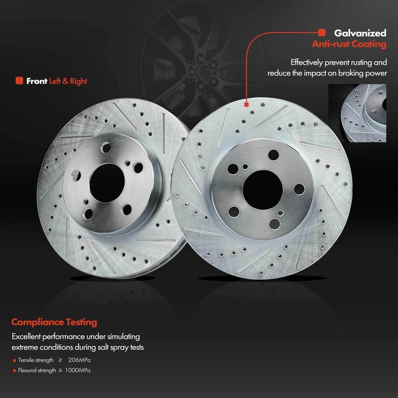 2x Drilled Brake Rotors for Toyota Prius 2010-2015 Lexus CT200h 2011-2017 Front gallery