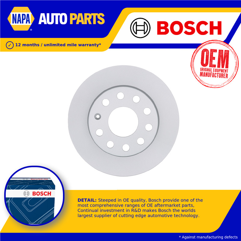2x Brake Discs Pair Solid fits SEAT LEON Rear 05 to 20 255mm Set Genuine Bosch