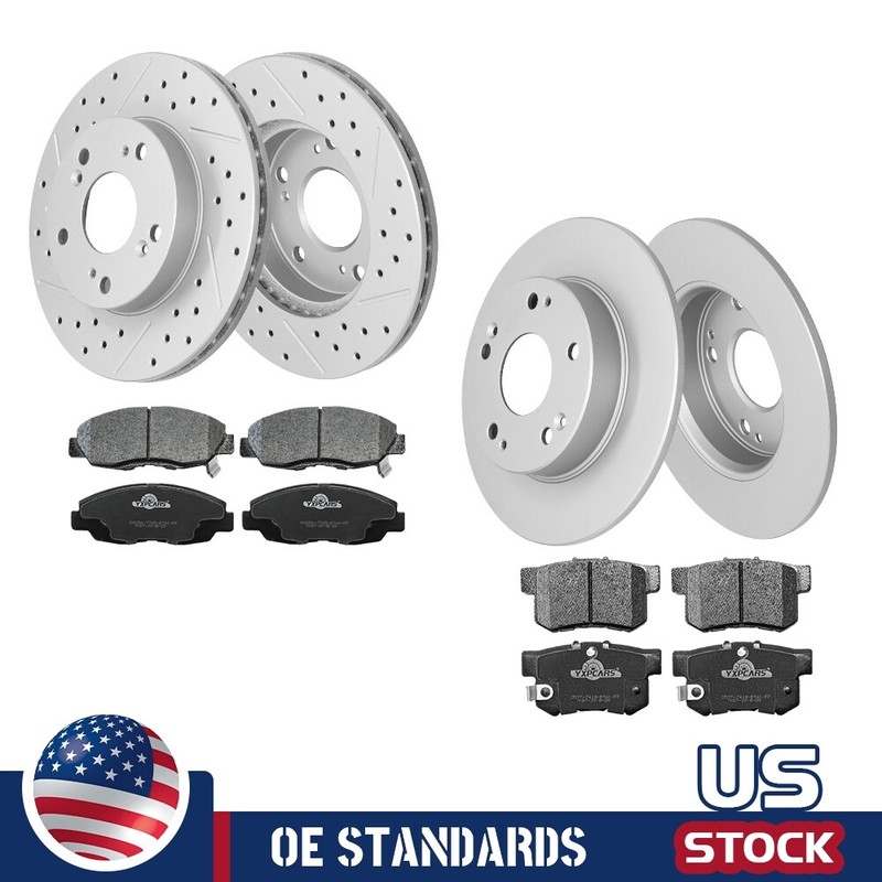 Front and Rear Disc Brake Rotors + Ceramic Pads for 2006 – 2011 Honda Civic