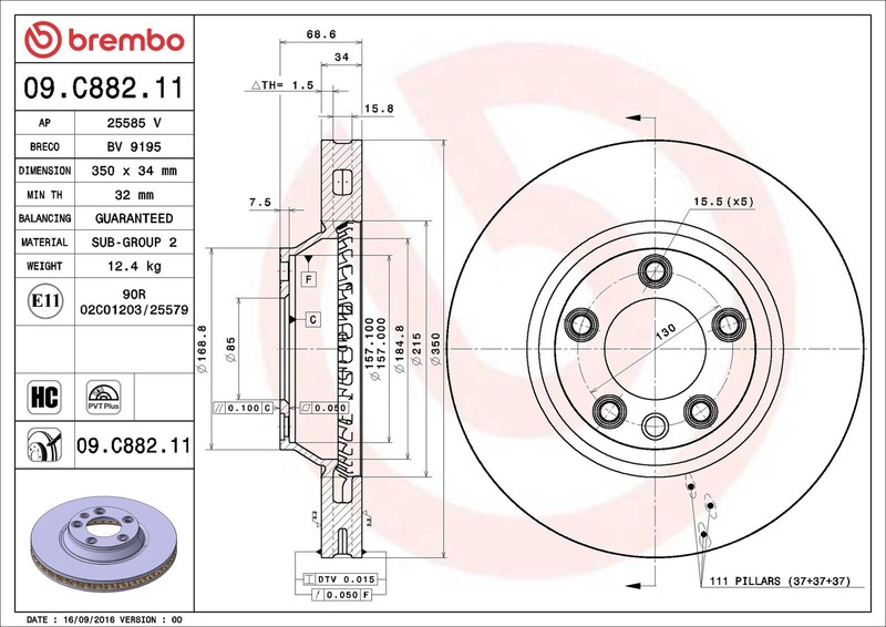 Brake Disc Single Vented fits PORSCHE CAYENNE 92A, 9PA 3.0D Front 2009 on gallery