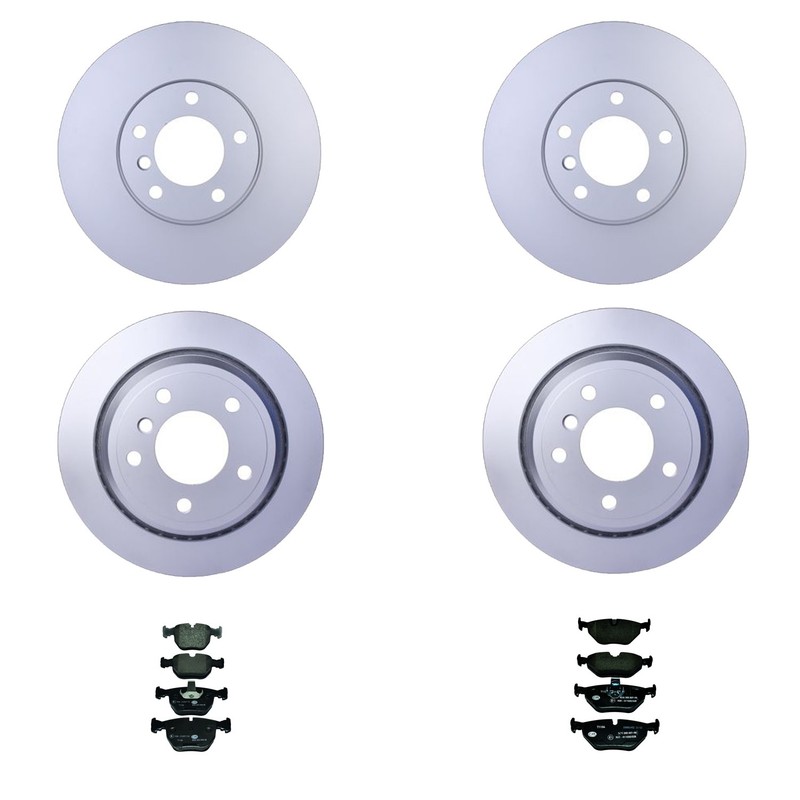 Hella Front & Rear Vented Rotor Low-Met Disc Brake Pad Kit for BMW E39 530i 540i