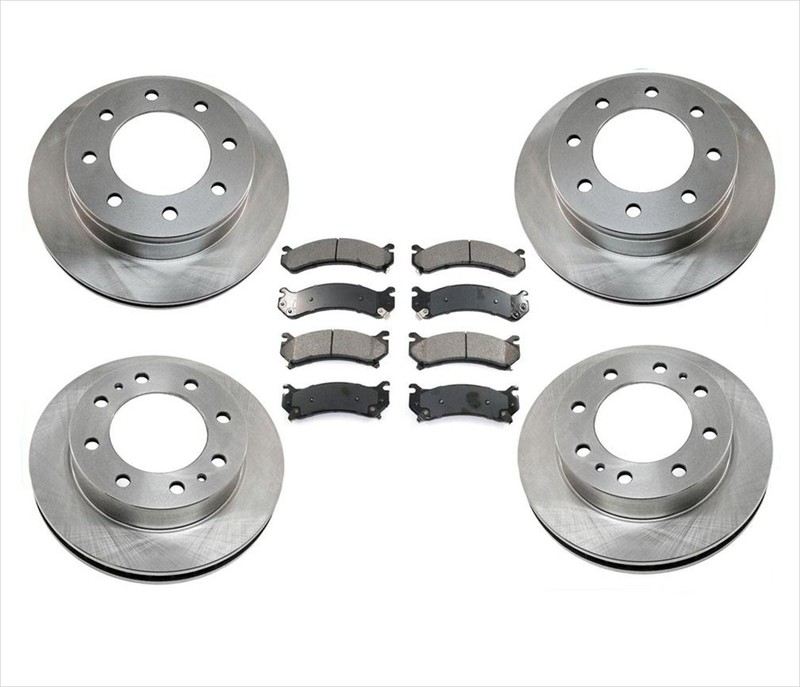 FRONT & REAR 4 Brake Rotors & 2 Ceramic Pads for 03-09 Hummer H2