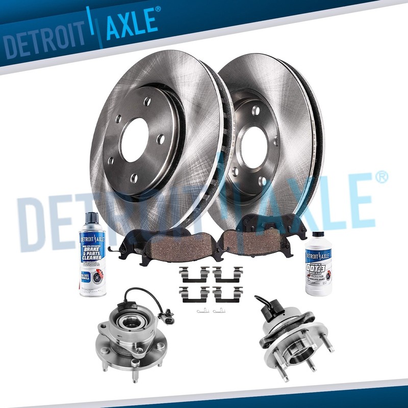 Front Wheel Hub Bearing + Brake Rotor Pad for 2007-2009 Chevy Cobalt Pontiac G5