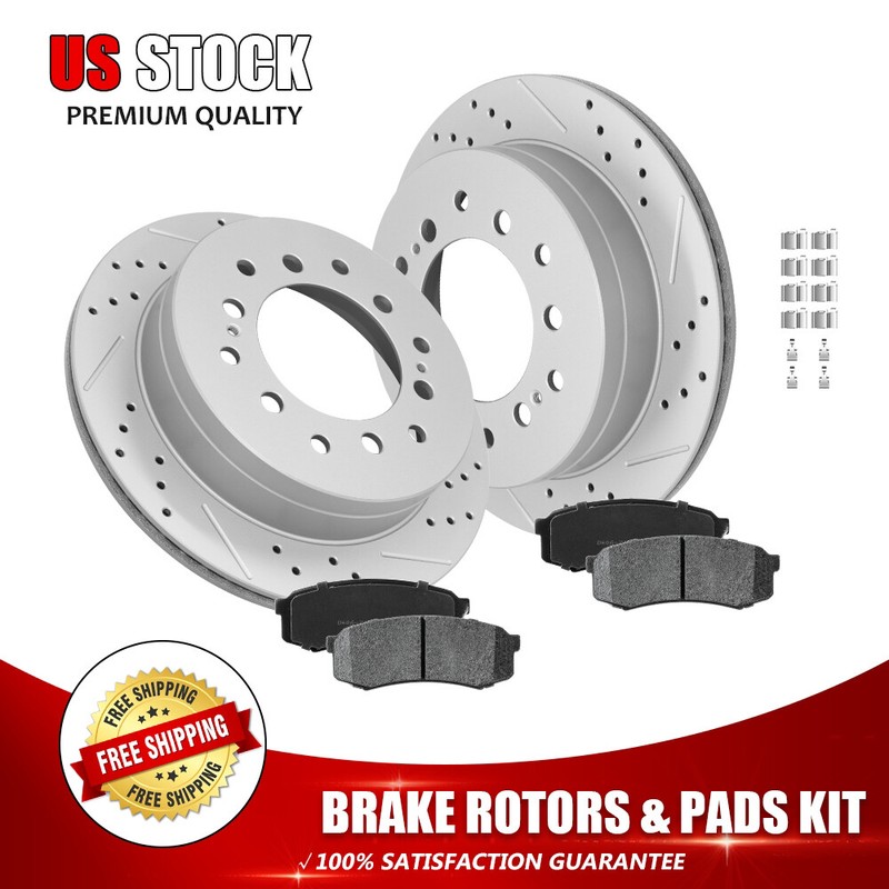 Rear Disc Brake Rotor+Ceramic Pads for Toyota 4Runner Sequoia FJ Cruiser GX470