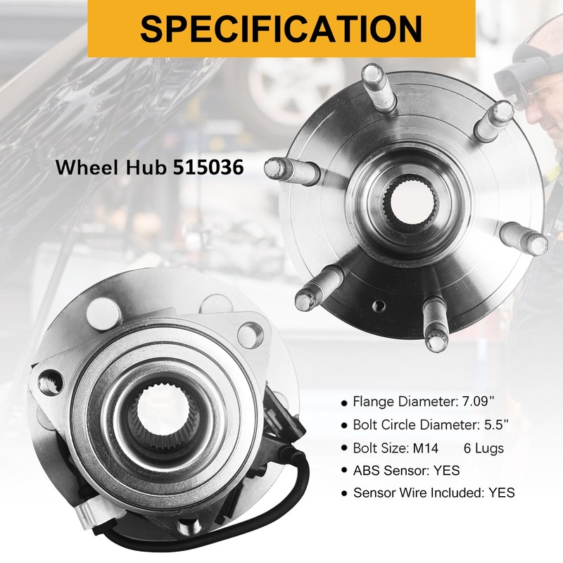 Front Wheel Bearing Hub Brake Rotors Pad for Silverado Sierra Avalanche 1500 4WD gallery