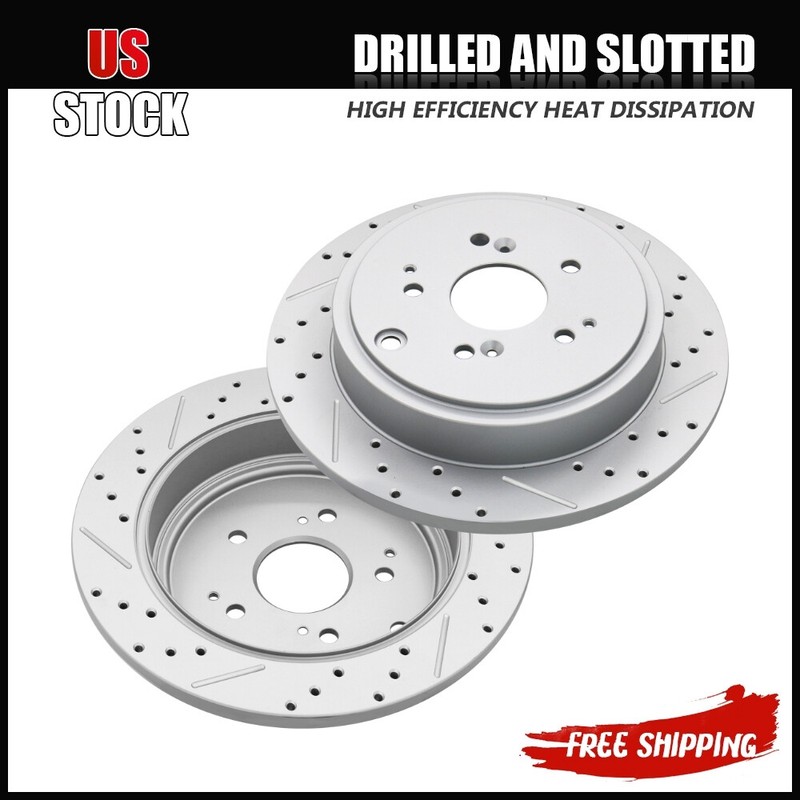 2Pcs Rear Drilled Brake Disc Rotors for 2001-2008 Acura MDX Honda Pilot