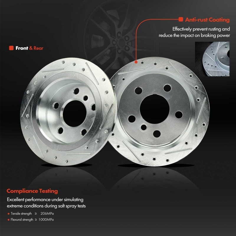 Drilled Brake Rotor & Brake Pads for Mini Cooper F56/ F57 2015-2016 Front & Rear gallery