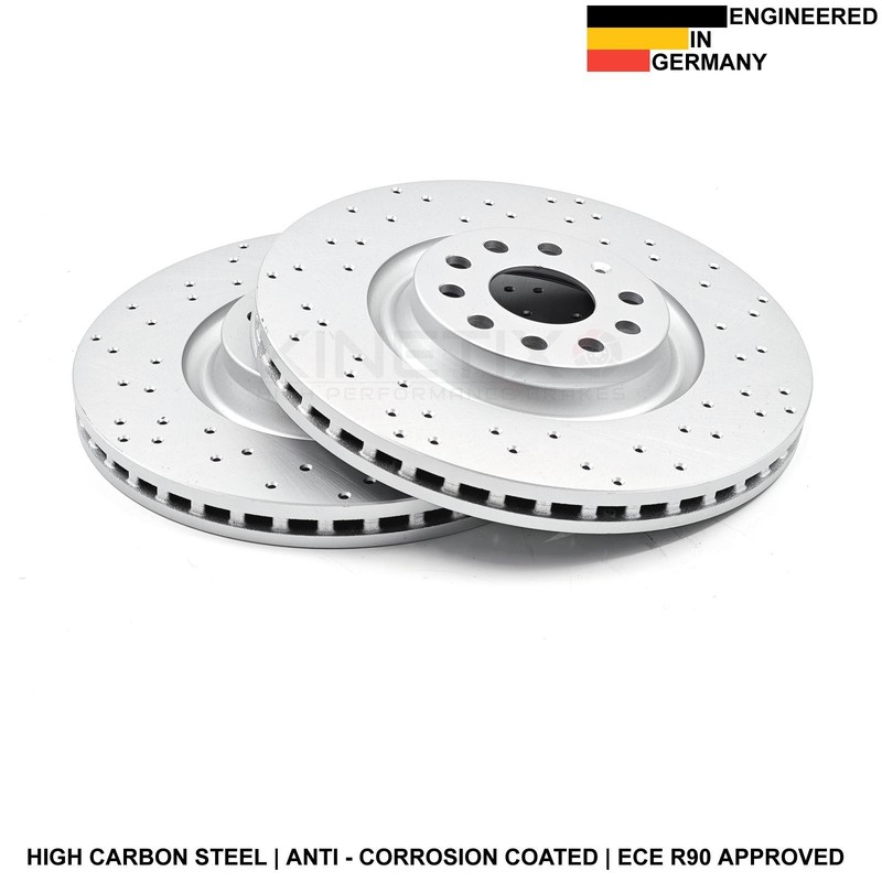 FRONT REAR KINETIX CROSS DRILLED PERFORMANCE BRAKE DISCS MINTEX PADS 340mm 310mm gallery